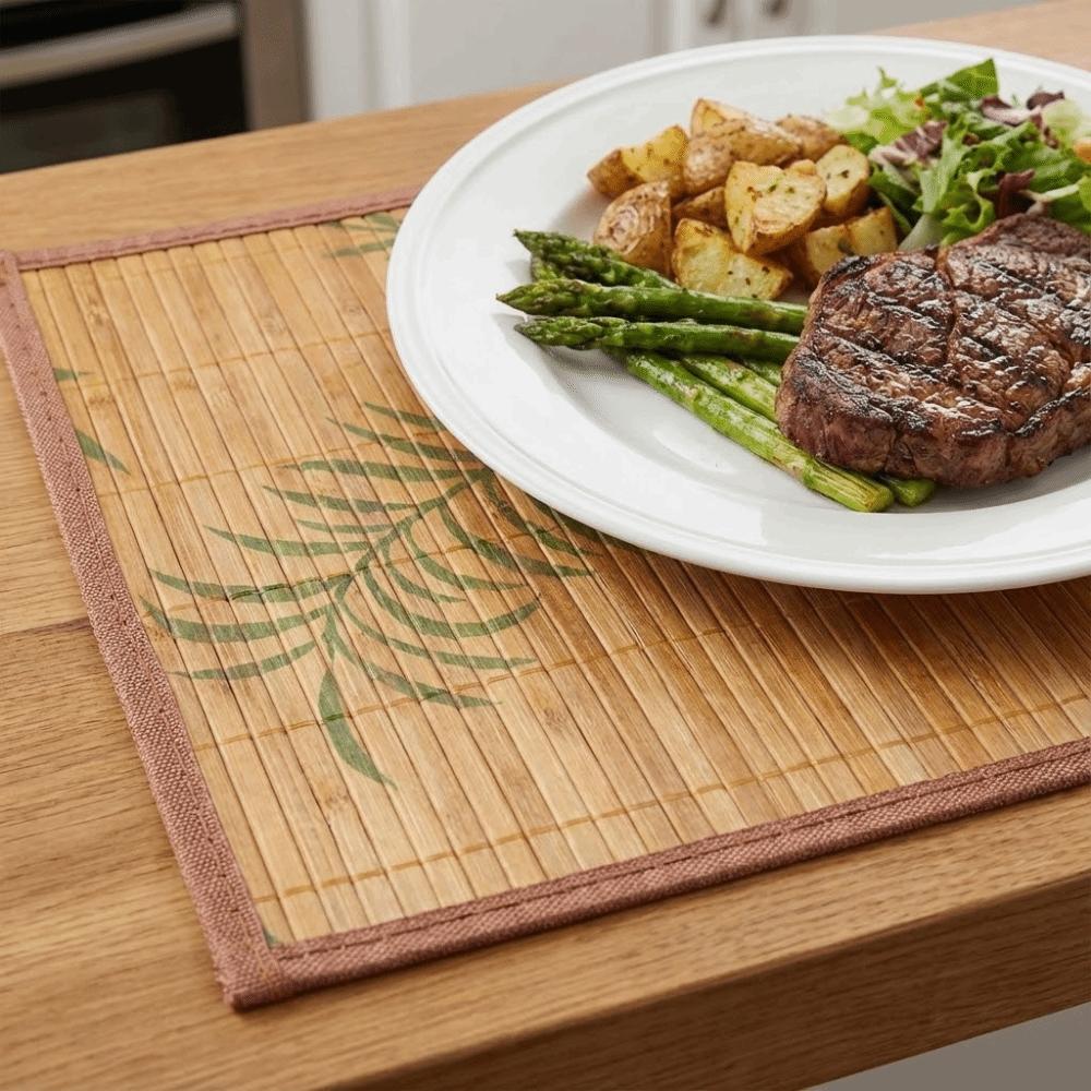 Vintage Bamboo Placemat Foldable Heat Insulation Pad Table Decoration Tableware Pad  Family Party