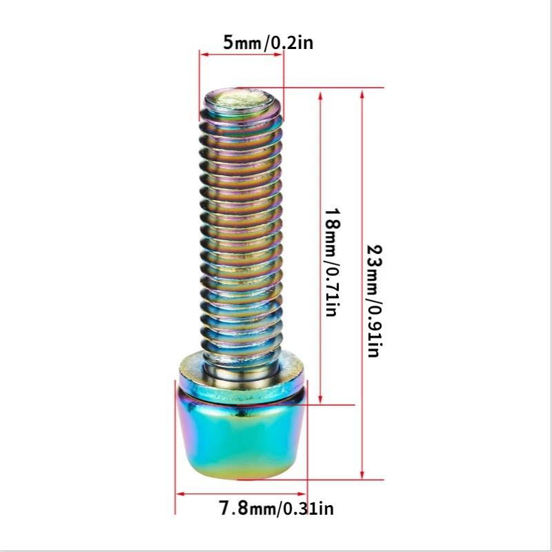 6Pcs/Set M5*18mm Bicycle Handlebar Screws Titanium-plated Colorful Stainless Steel Screws Stem Riser Screw Bolts