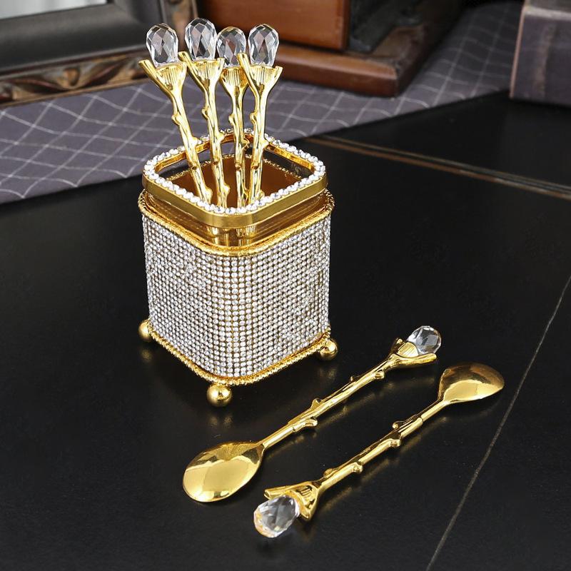 Coffee spoon storage box set, Middle Eastern Arabic Western restaurant , fork, spoon, chopstick cage, dessert, refreshment spoon, tableware cartridge