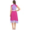 Womens Color Block Dance Dress Sleeveless Mock Neck Design Split Asymmetrical Hem Performance Wear