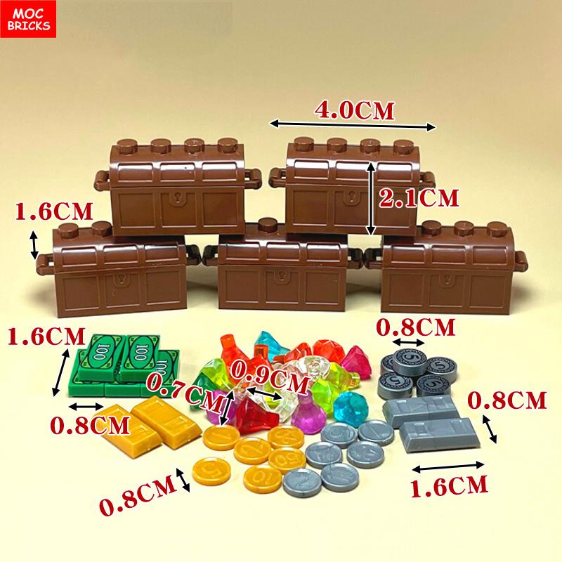 Ungiftige Moc Bausteine Horror Stadt Gold Silber Geldpistole Münzen Dollar Tasche Aktenkoffer 4cm Figur Polizei Zubehör Baustein Kinder Spielzeug