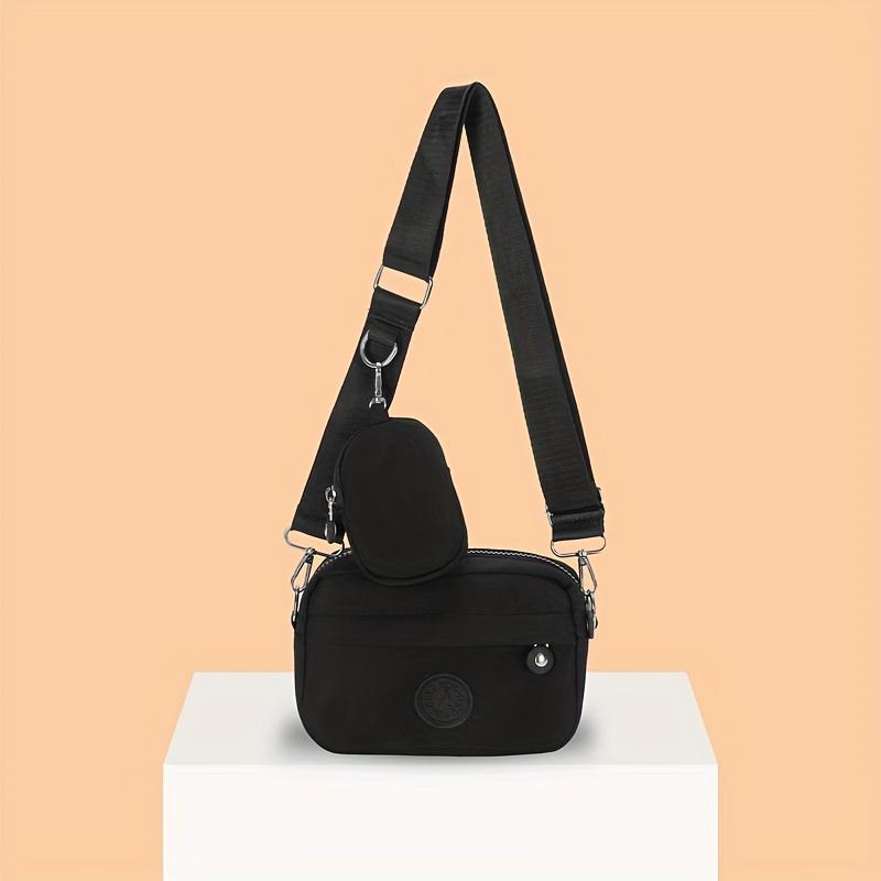 2pcs Simple Crossbody Bag Set, Casual Oxford Cloth Square Bag, Trendy Shoulder Bag With Coin Purse