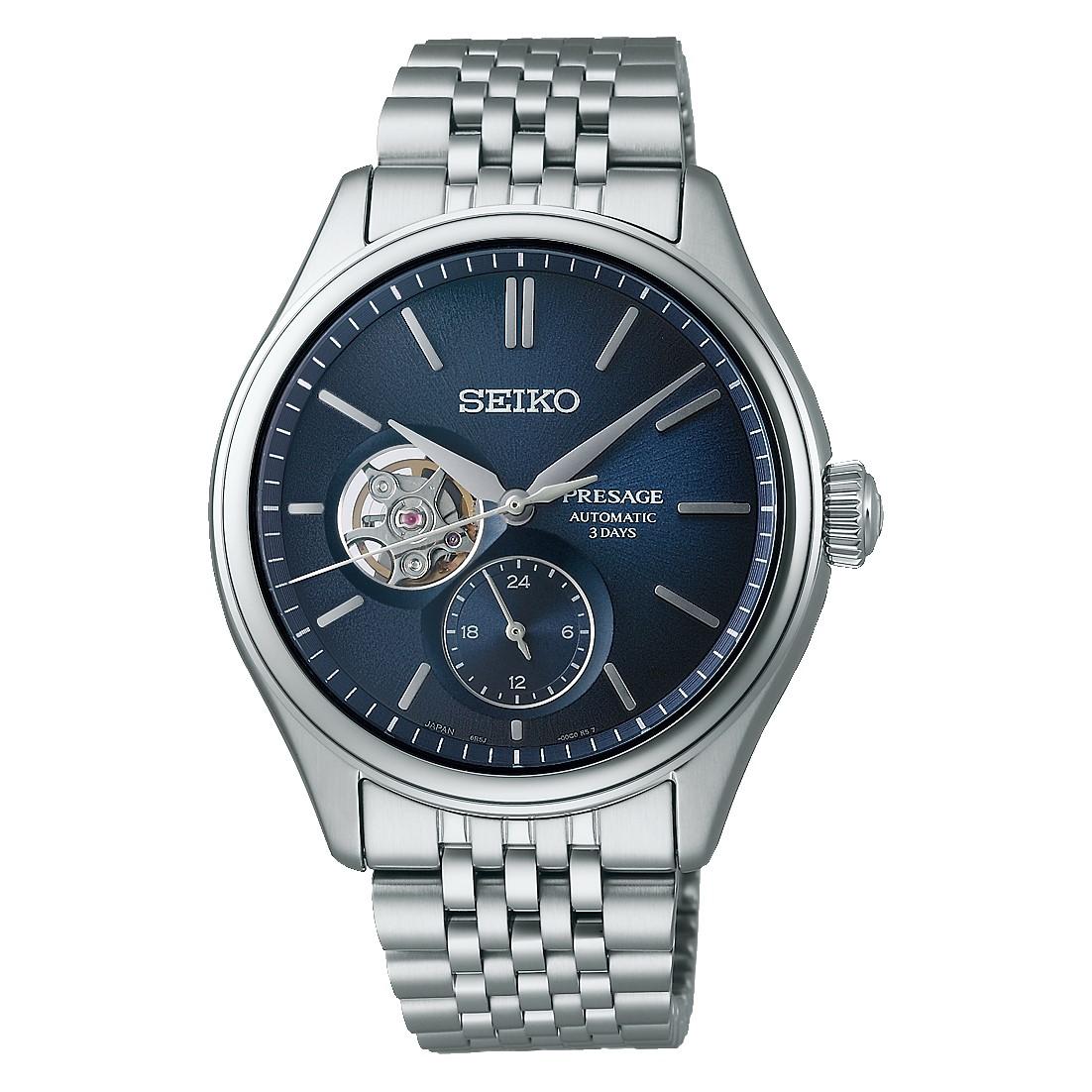 

Seiko Presage Classic Series Механические часы с открытым сердцем и 3-дневным запасом хода, мужские часы SPB527J1 синий