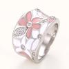 CAOSHI Aesthetic Enamel Flower Finger Rings for Women Inlaid Dazzling Crystal Cubic Zirconia Cocktail Party Statement Jewelry