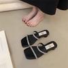 Fashion Rubber Flip Flops Glitter Slides Shoes Womens Slippers Outdoor Square heel Hawaiian Jelly Block Crystal Toe Square Toe Block Hee