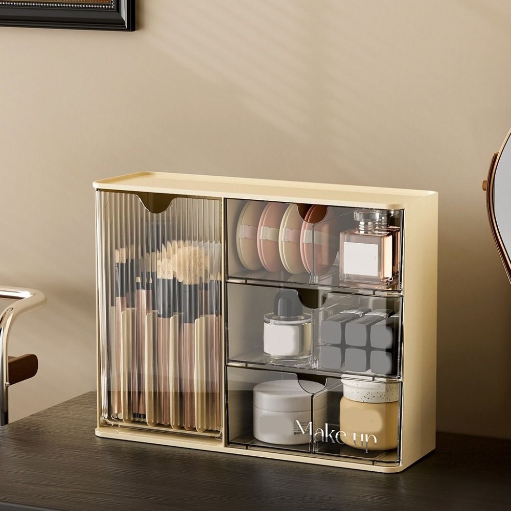 Plastic Cosmetic Storage Box Large Capacity Transparent Drawer Style Storage Box with Drawers Dust-Proof Cosmetic Display Case