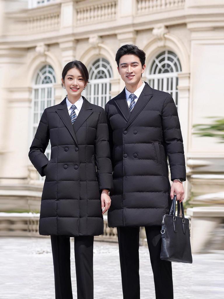 Unisex Mid-Length Thickened Down Coat for Office or Workwear