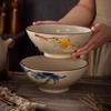 Vintage Ink Wash Ceramic Dòulì Noodle Bowl - High-Footed Underglaze Tableware for a High-End, Unique Feel.