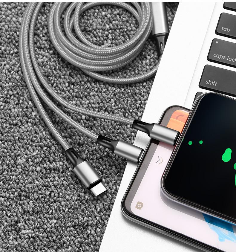 Cavo Ricarica Rapida 3 In 1 – Tipo C, Micro USB, IOS – Nylon 1m, Ricarica Veloce - 2