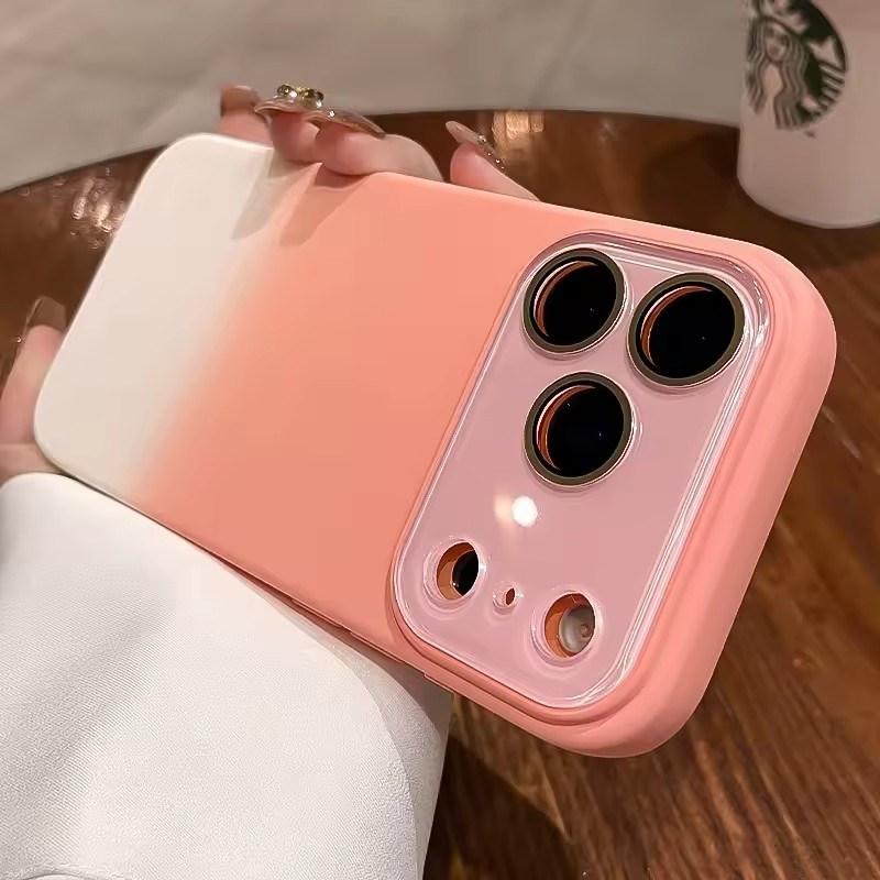 Husă Moale cu Gradient de Culoare Bomboană cu Fereastră Mare Pentru IPhone 17 16 15 14 Pro Max 13 12 Air Plus Silicon Lichid Rezistent la Șocuri Husă Spate