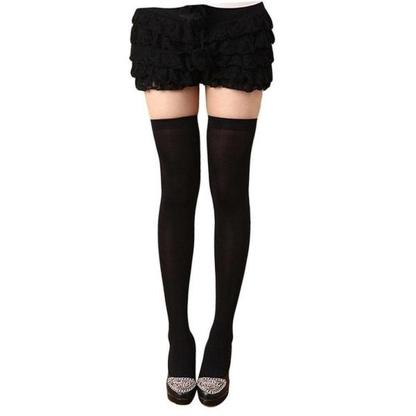 Sexy Black White Soild Color Long Socks Women Over Knee Thigh High Over The Knee Stockings Lolita Ladies Girls Warm Knee Socks