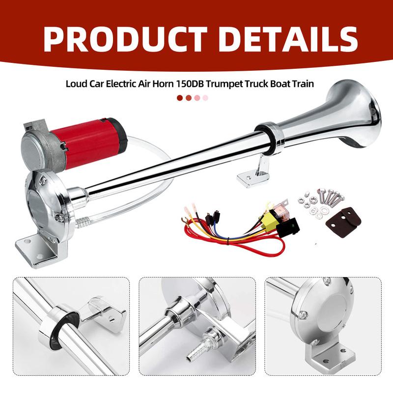 Air Horn Kit 12V Single Trumpet with Compressor Universal for Truck Car SUV, Easy Installation Loud