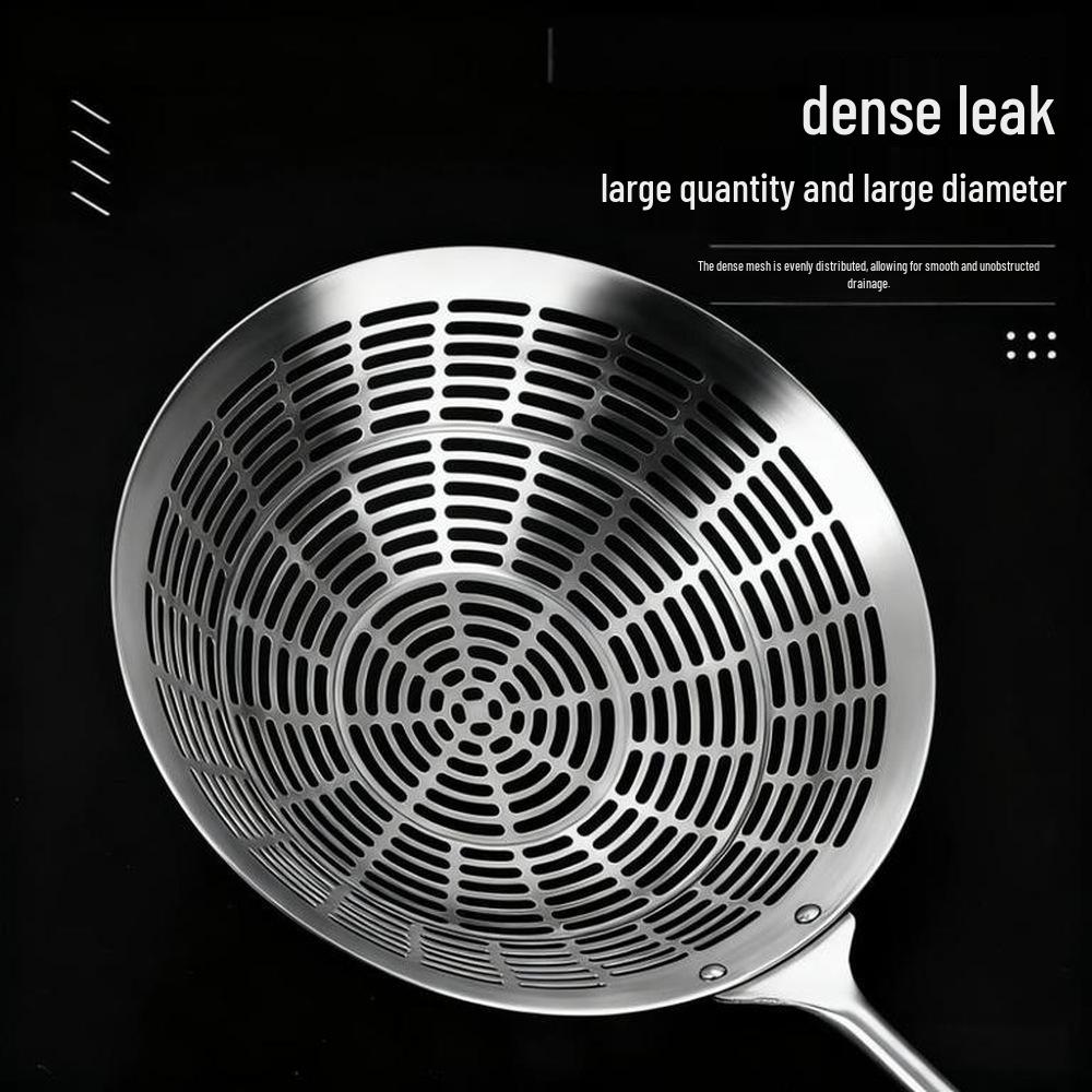 304 Stainless Steel Slotted Frying Basket Spoon with Heat Insulation and Anti-Scald Handle