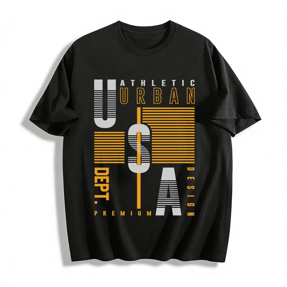 

USA Athletic Urban Print Casual Tshirt Unisex Loose Fit Premium Top Pure cotton T-shirt XXS