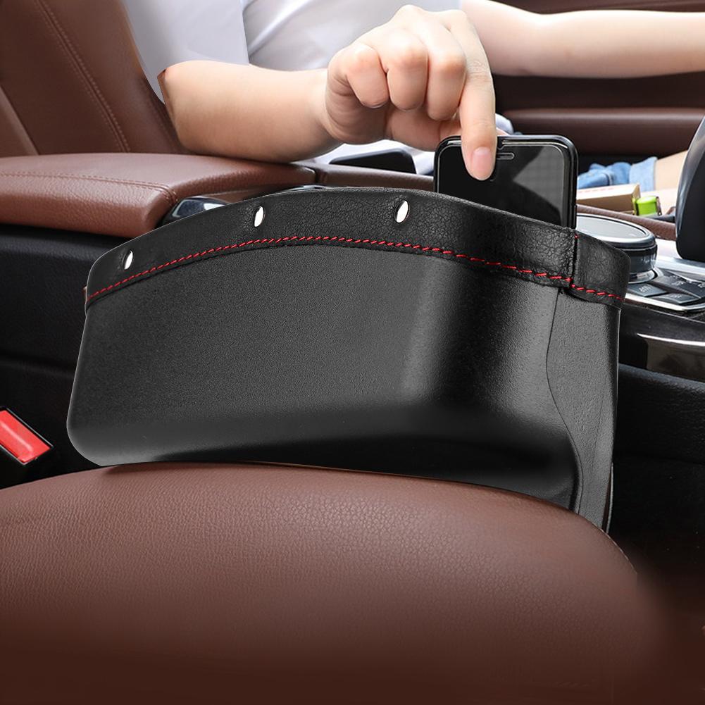 Auto Aufbewahrungsbox Auto Sitz Konsole Spalt Füllung Organizer Handy Karten Schlüsselhalter Box(Schwarz)