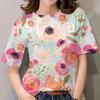 Summer Women Fashion T-shirt 3D Colorful Floral Printing Tops Tees Female Casual Short Sleeve Clothing Ladies Stylish Streetwear