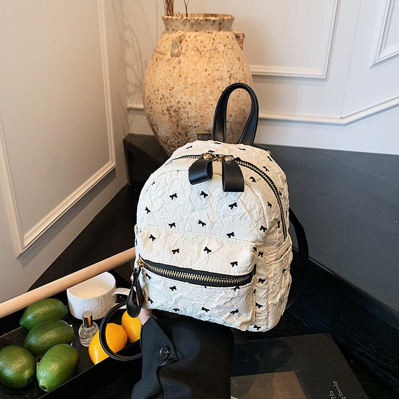 

Niche backpack bag women s summer new bow backpack large capacity travel bag schoolbag белый