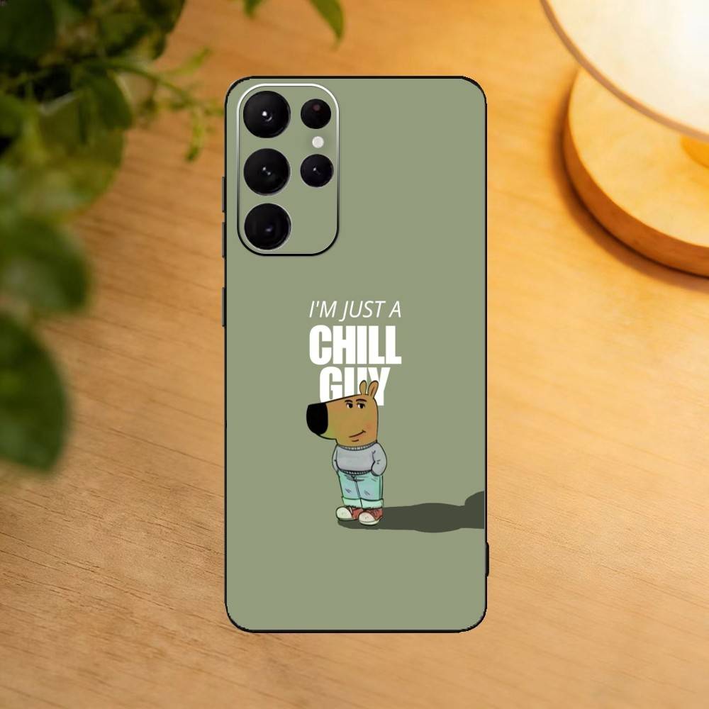 I Am Just a Chill Guy Phone Case For Samsung S25,24,23,22,30,21,10,9,Ultra,Plus,Lite Soft Black Case