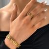 Stainless Steel Bracelet Rings Set Hollow Flowers Unusual Retro Bracelet Ring For Women Jewelry Non-fading High-quality Gift New