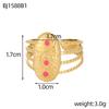 CARLIDANA Vintage Style colorful Natural Stone Open Adjustable Ring Stainless Steel Geometry Female Rings Jewelry Party Gift