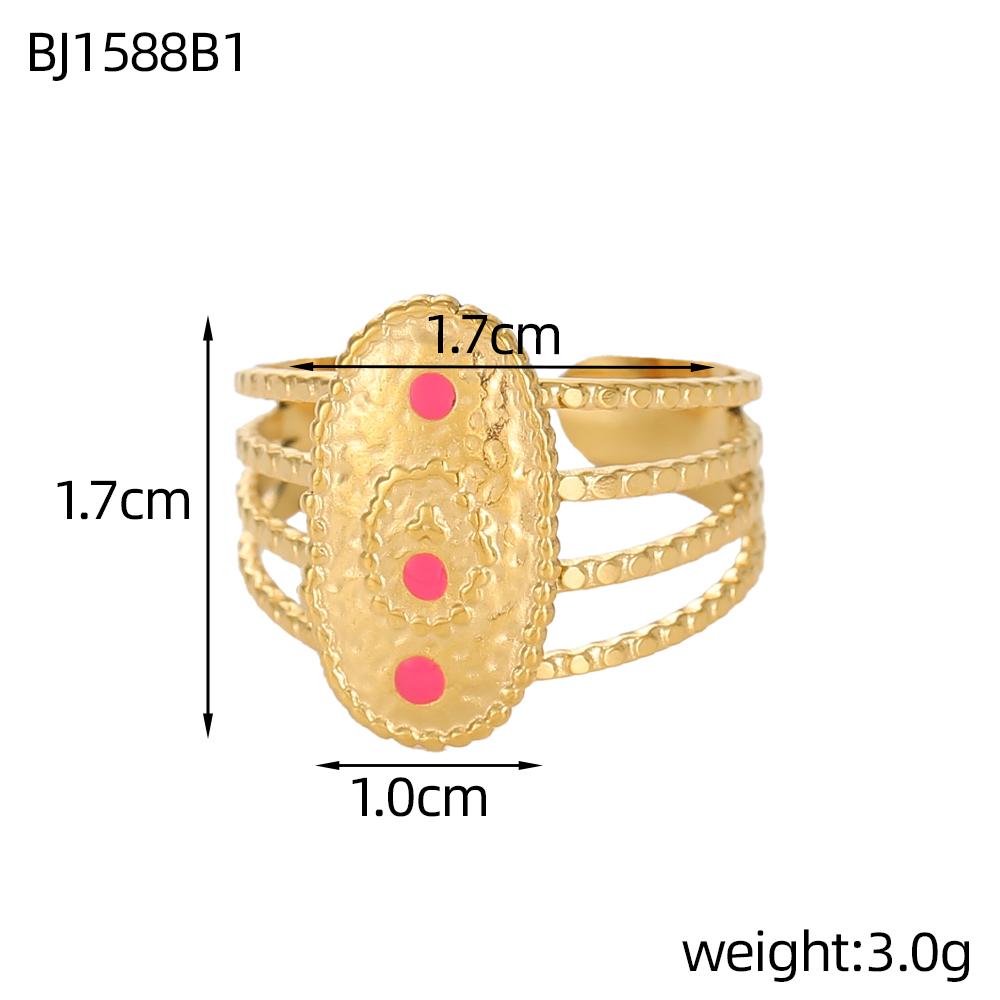 CARLIDANA Vintage Style colorful Natural Stone Open Adjustable Ring Stainless Steel Geometry Female Rings Jewelry Party Gift
