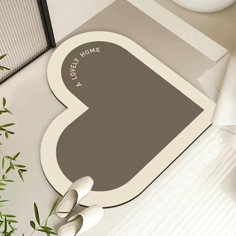 INS Wind Gradient Love Bathroom Absorbent Mat Household Non-slip Bathroom Soft Mat Wedding Diatom Mud Mat