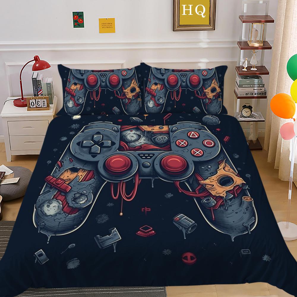 Parure de lit imprimée avec Console de jeu, vêtements de lit King Size, Design de jeu amusant pour adolescents, décoration de chambre à coucher de haute qualité