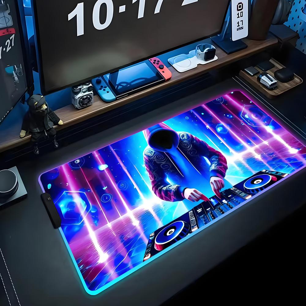 Musik DJ Mauspads RGB Gaming-Mauspads Große LED-Pads PC-Schreibtischmatten Leuchtende Mauspads Große Tastaturmatten Tischteppich mit Hintergrundbeleuchtung