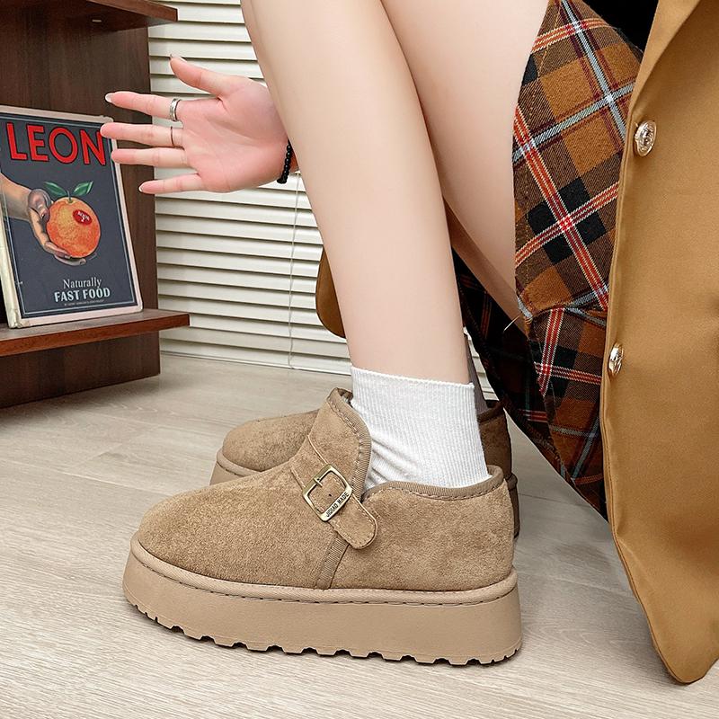 Women Snow Boots 2026 New Elevated Thick Bottom Flats Boots Casual Versatile Slip-On Retro Loafers Women High Heels Shoes