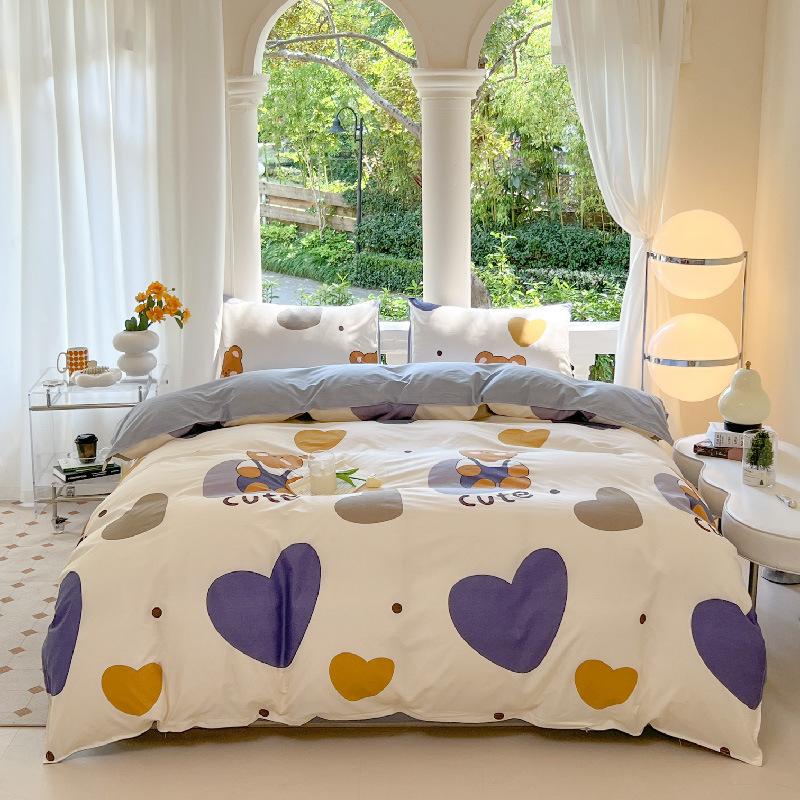 Four-piece Cartoon Single-piece Bedding Dormitory Bed Sheet Quilt Cover Ins Quilt Cover Three-piece Set Spring