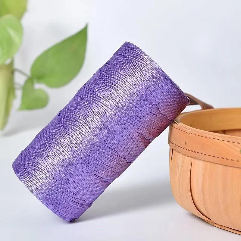 250g/Roll 2.5mm Ice Silk Thread Summer Crochet Yarn for DIY Knitting Bag Shoes Flat Hollow Yarn Hand-knitted Thread Supplies