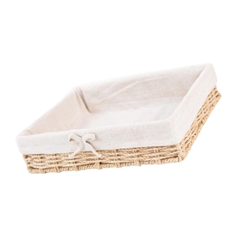 Cesto decorativo per ingresso Cesto portaoggetti intrecciato Scatola organizer per giocattoli cosmetici libri piccoli oggetti Cestino in corda di carta intrecciata