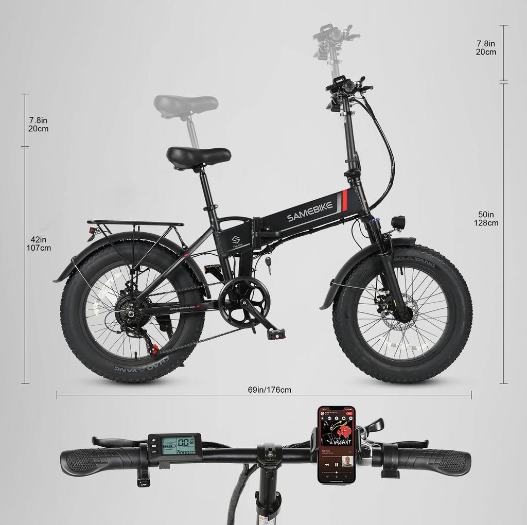 2025 New LOTDM200 Folding Electric Bike 500W Motor 48V-10AH Lithium Battery Urban Portable Electric Bike EU stock