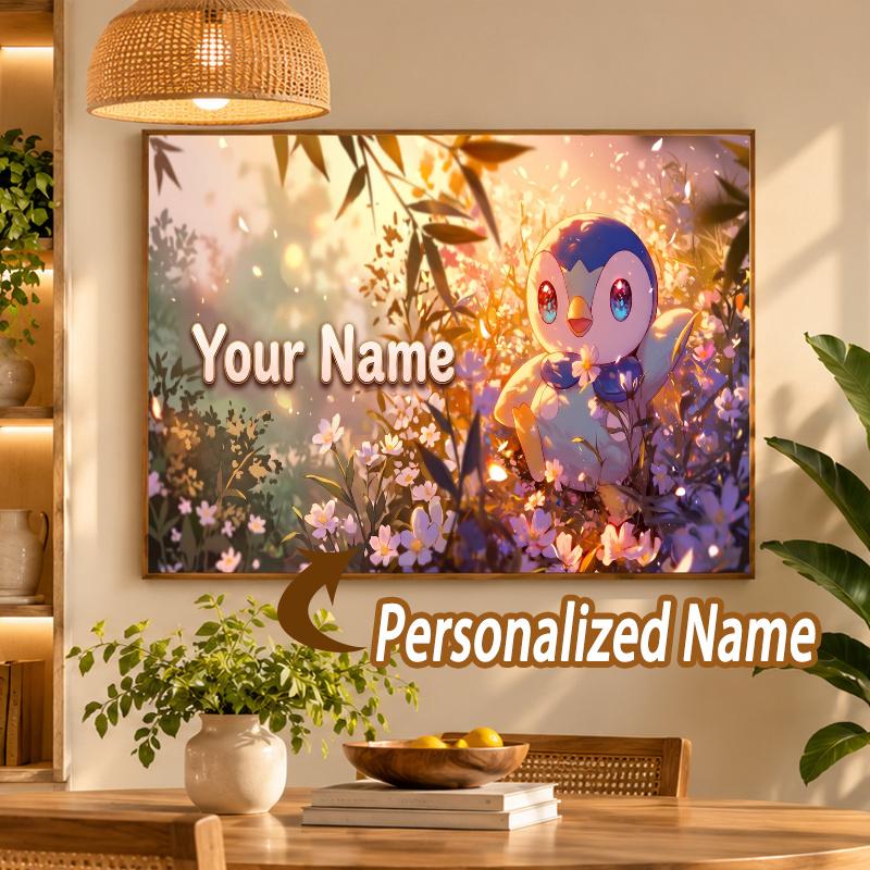 Piplup Custom Name Diamond Painting Personalized 5D Full Drill DIY Diamond Art Home Decor