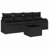 Garten-Sofa-Set mit Stauraum 5 Teile Schwarzes Poly-Rattan