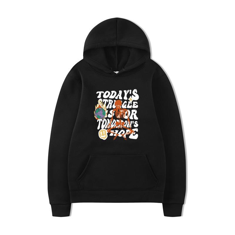 Textual Skeleton Hoodies Print Fashion Sweatshirt Hip Hop Casual Unisex Autumn Winter Fleece Streetwear Tops