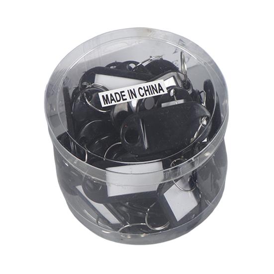 

50 шт. брелоків бирки пластикові брелоки ідентифікаційні бирки з розділеним брелоком паперовий вставний ключ бирки письмовий папір брелок органайзер чорний