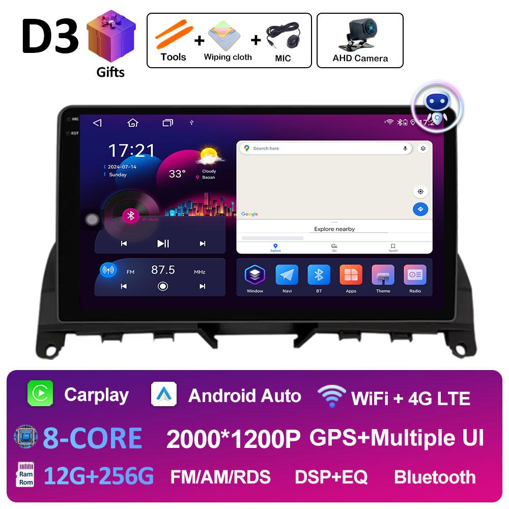 Pentru Mercedes Benz C Class3 W204 S204 2006 2007 2008 2009 2010 2011 Sistem Inteligent Android 14 Bluetooth Ventilator de Răcire GPS Navi