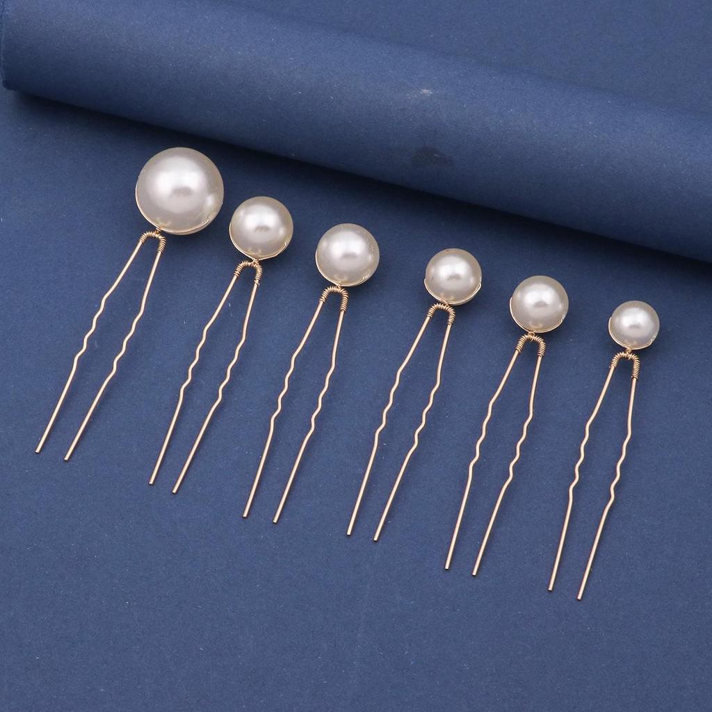 Eighteen-Piece Hairpin Set: Handmade Beaded Imitation Pearl Bridal Hair Accessories