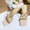 Mode Liyke Street Sexy Eckige Zehen 6CM 9CM Dünne Hohe Absätze Moderne Slipper Damen Kristall Strass Schmaler Riemen Damenschuhe Sandalen