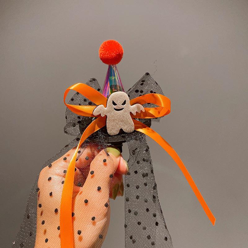 Halloween Wizard Veil Hair Clip with Bat and Pumpkin Headwear