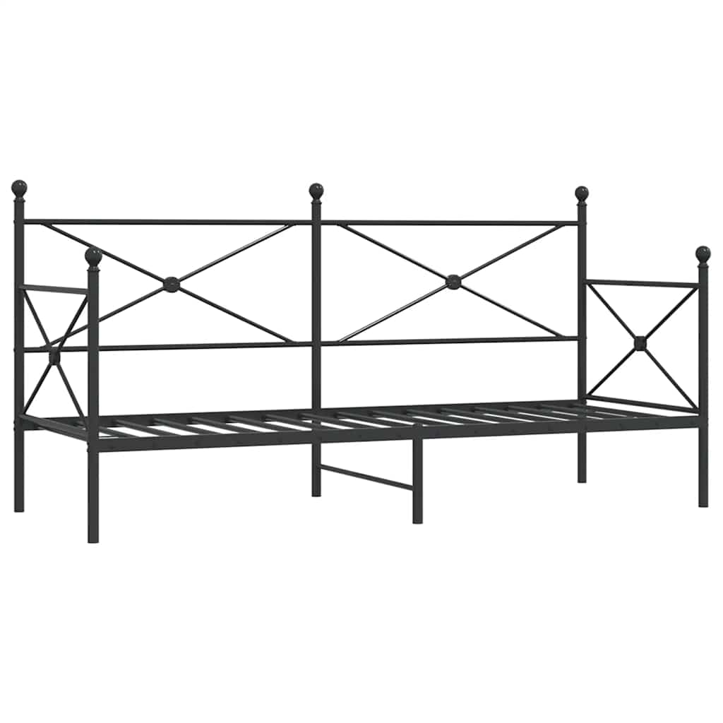 Tagesbett ohne Matratze Schwarz 75 x 190 cm Stahl