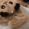 Winter warm flip plush gloves student writing bare fingers cartoon panda cycling warm and cold gloves