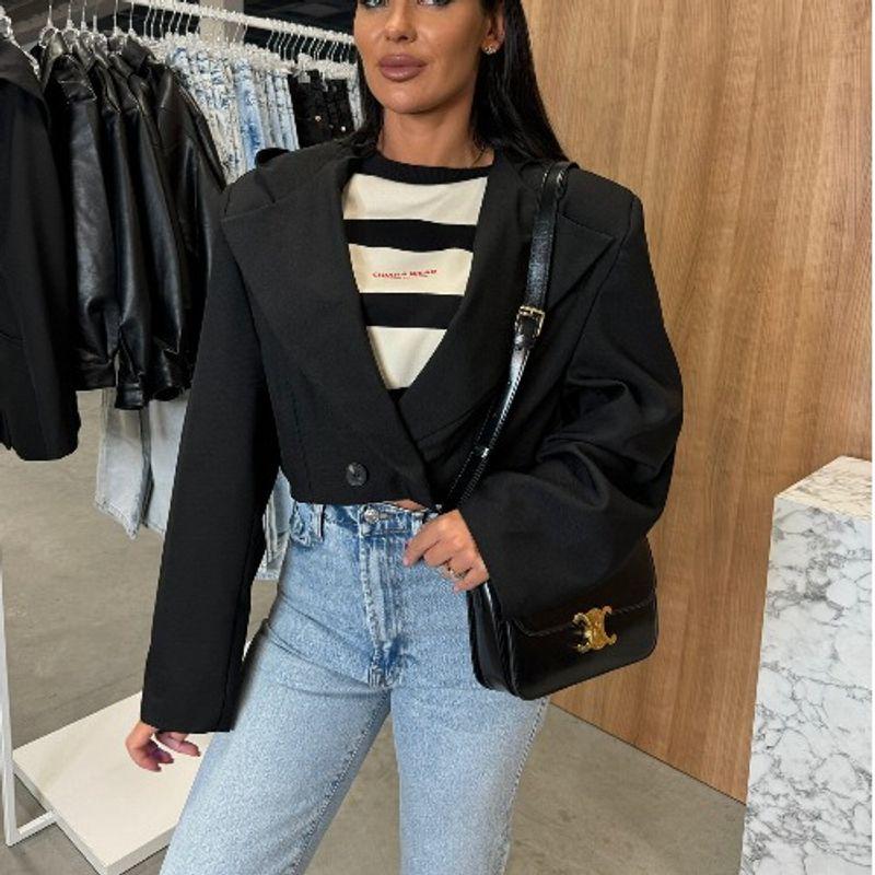 

Осень Новое поступление Мода Мода Повседневный Ol С капюшоном Двубортный Однотонный Свободный Короткий Костюм Маленькое Пальто Женское Пальто Black 2XL