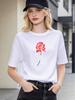 Skull Hand Rose Print Casual Soft Short Sleeve Fashion Comfortable Tops 
