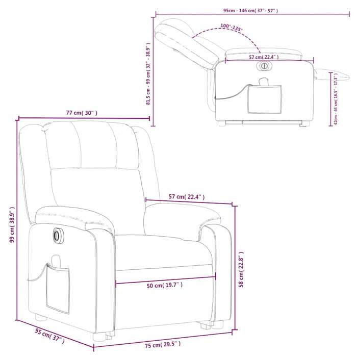VidaXL Electric Massage Recliner Chair Black Fabric 3205240
