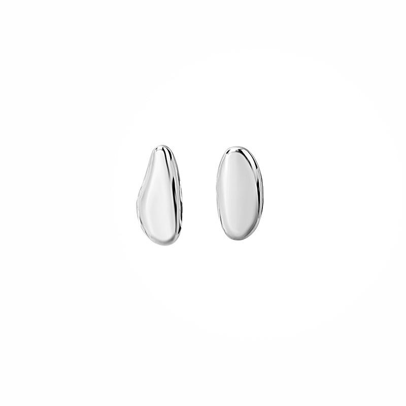 Fashion Hong Kong Style Irregular Asymmetrical Geometric Metal Stone Earrings Frosted Texture Skinny Earrings