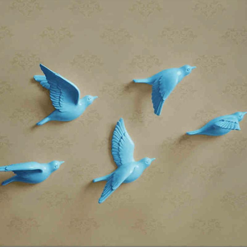 3D Resin Bird Wall Decor, No-Drill Hanging Decorative Birds for Home Wall Art