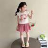 Girls Summer Short Sleeve and Shorts Two Piece Set In Dopamine