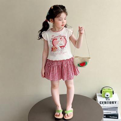 Girls Summer Short Sleeve and Shorts Two Piece Set In Dopamine